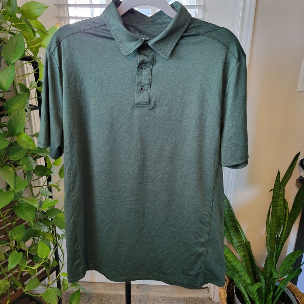 Quince Flowknit Breeze Performance Polo Short Sleeve Shirt Mens Large Green